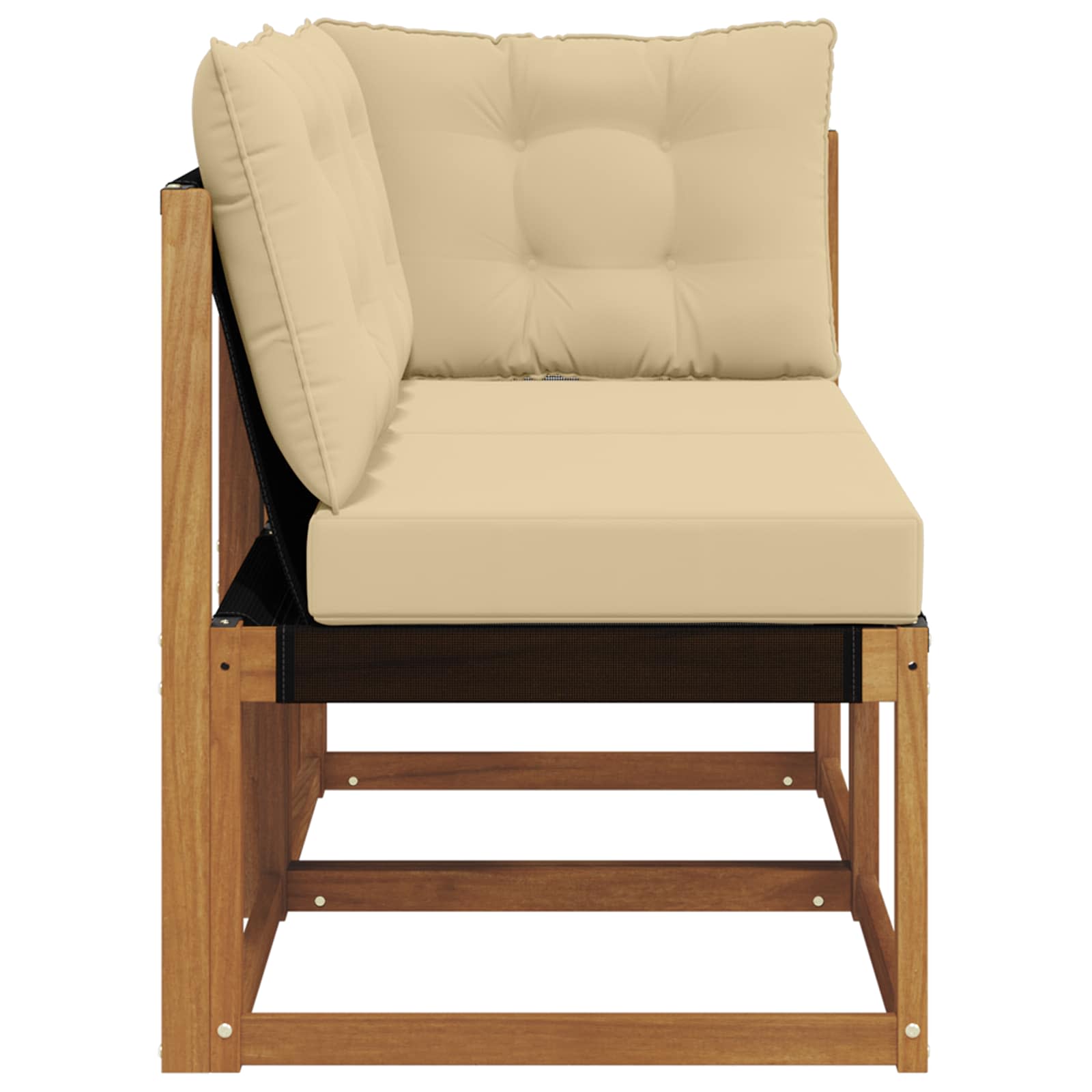 Outdoor Mittel- und Ecksofa mit Kissen 2 Stück Natur