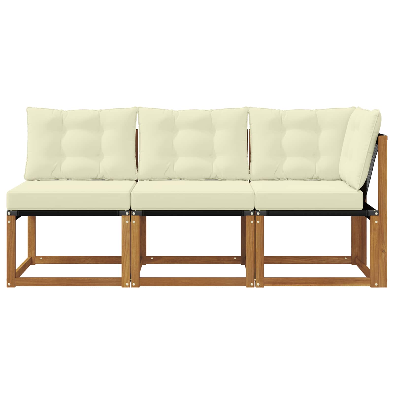 Outdoor Mittel- und Ecksofa mit Kissen 3 Stück Natur