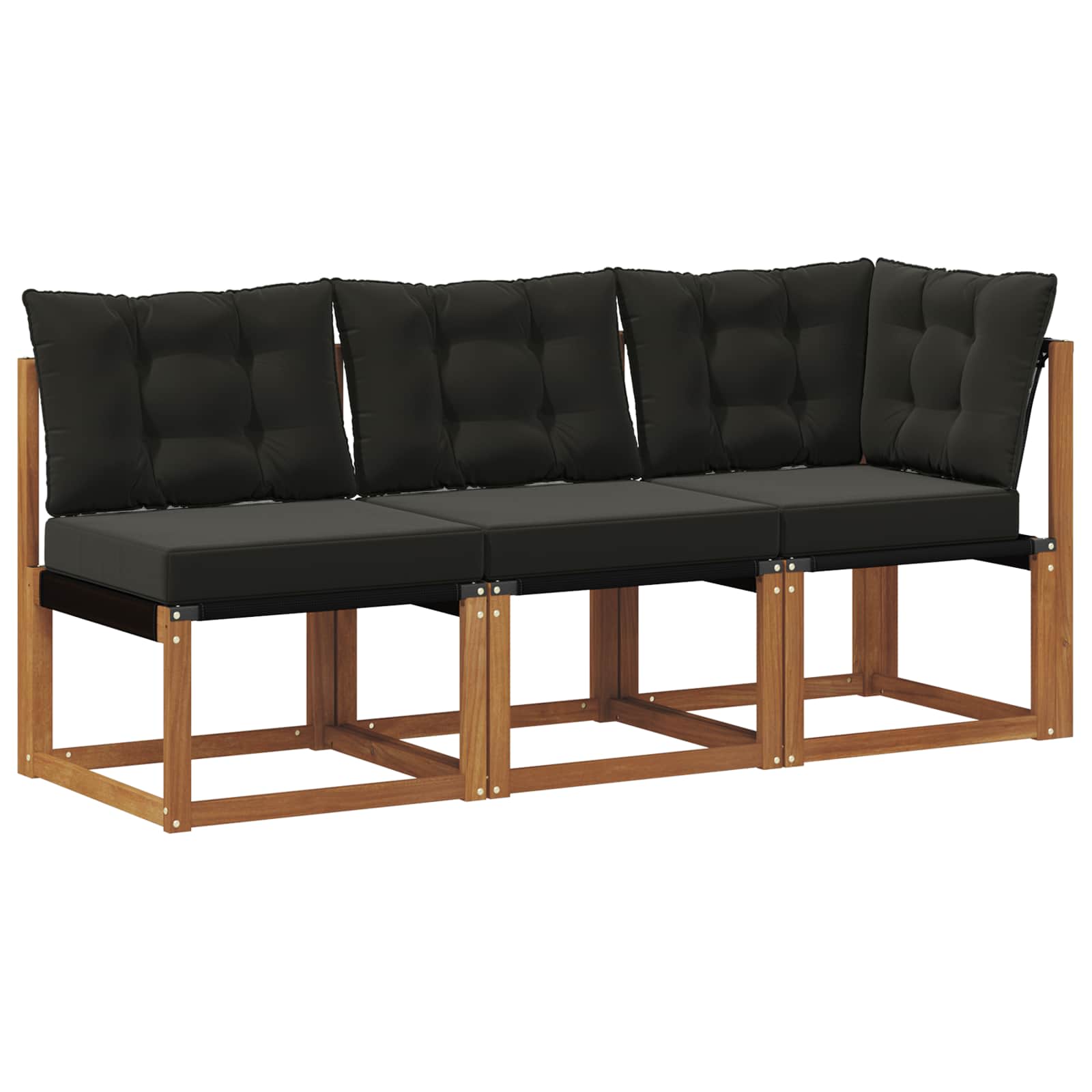 Outdoor Mittel- und Ecksofa mit Kissen 3 Stück Natur