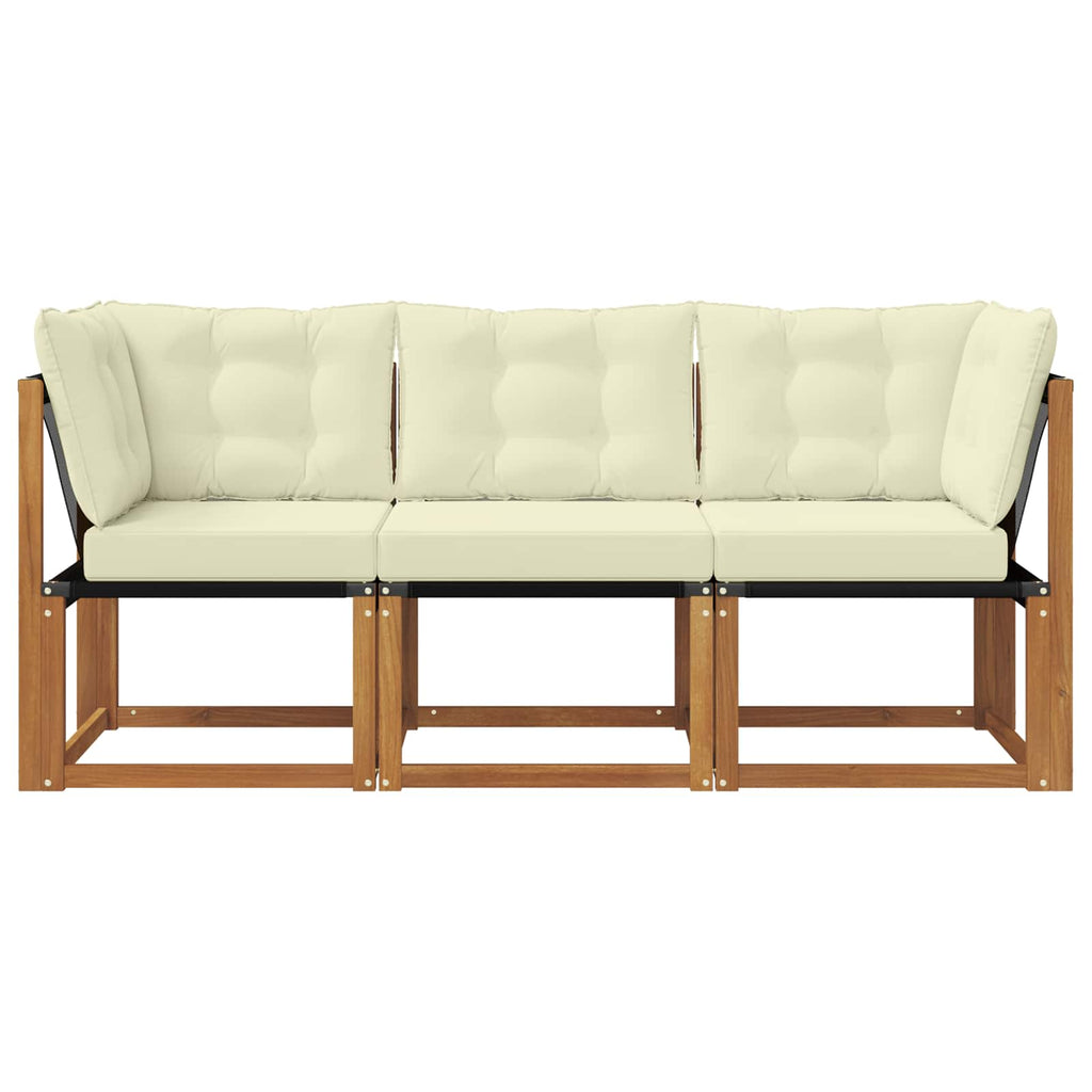 Outdoor Mittel- und Ecksofa mit Kissen 3 Stück Natur