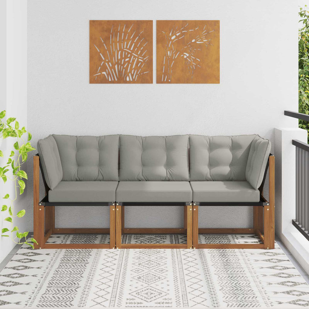 Outdoor Mittel- und Ecksofa mit Kissen 3 Stück Natur