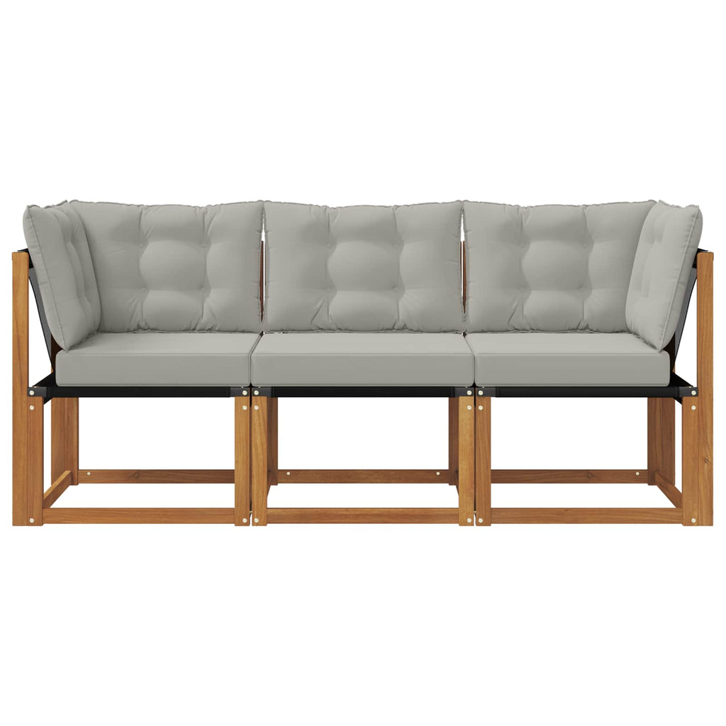 Outdoor Mittel- und Ecksofa mit Kissen 3 Stück Natur