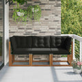 Outdoor Mittel- und Ecksofa mit Kissen 3 Stück Natur