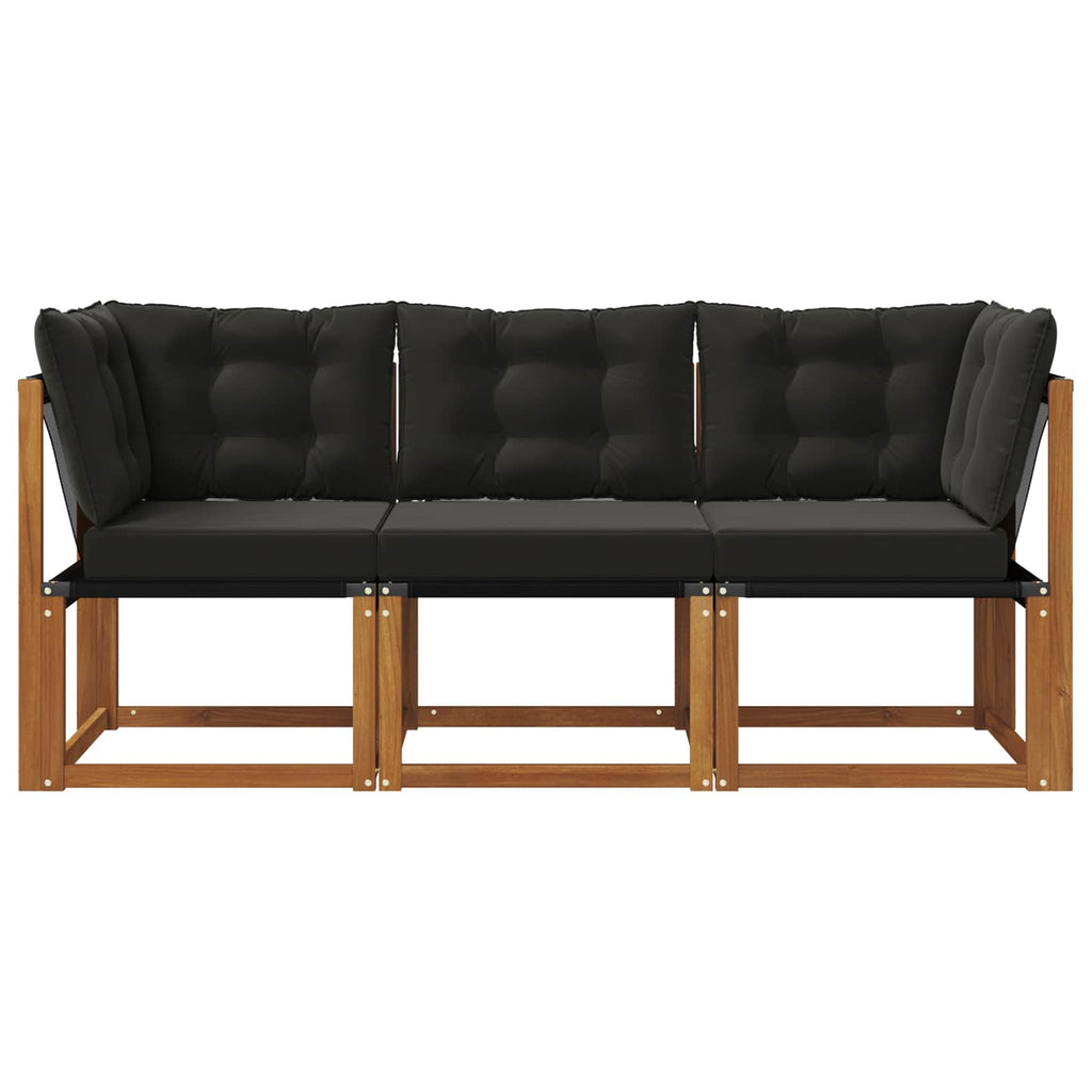 Outdoor Mittel- und Ecksofa mit Kissen 3 Stück Natur
