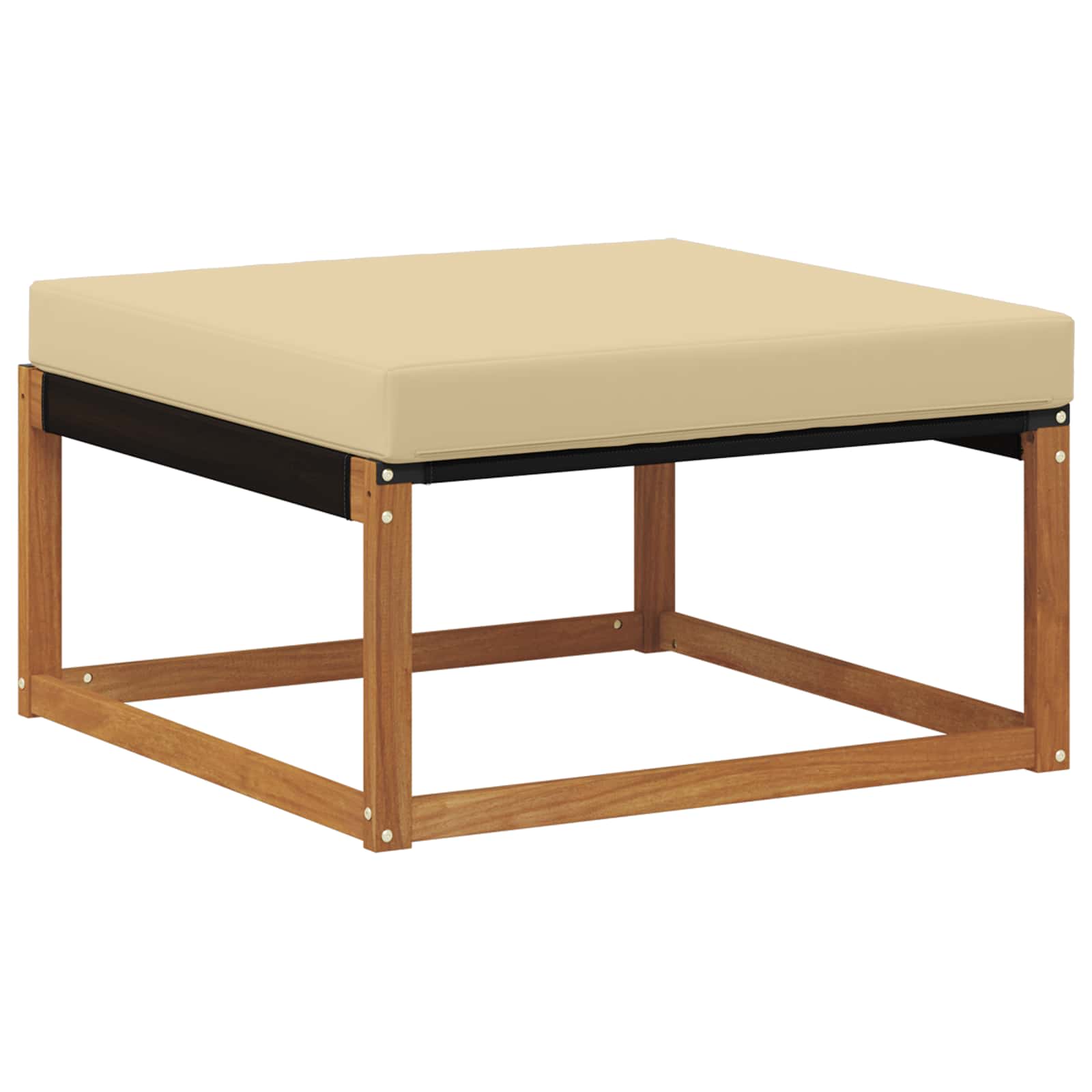 Outdoor Hocker Massives Akazienholz und Textilene Natur