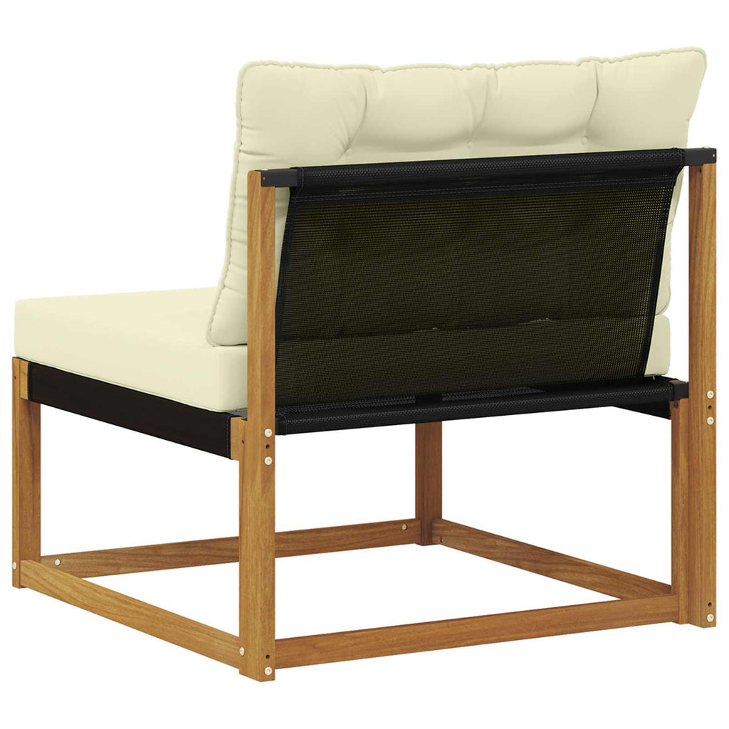 Outdoor Mittelsofa Massives Akazienholz und Textilene Natur