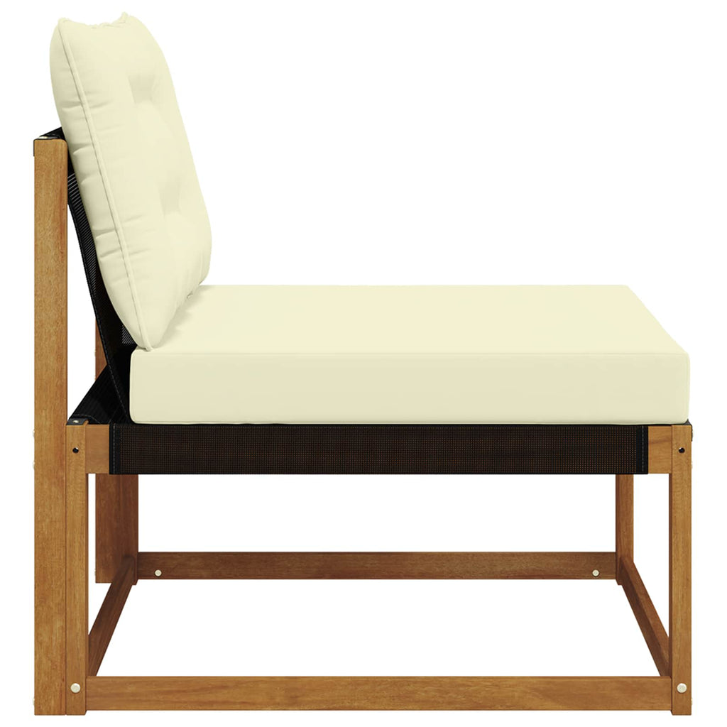 Outdoor Mittelsofa Massives Akazienholz und Textilene Natur