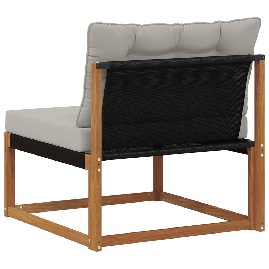 Outdoor Mittelsofa Massives Akazienholz und Textilene Natur