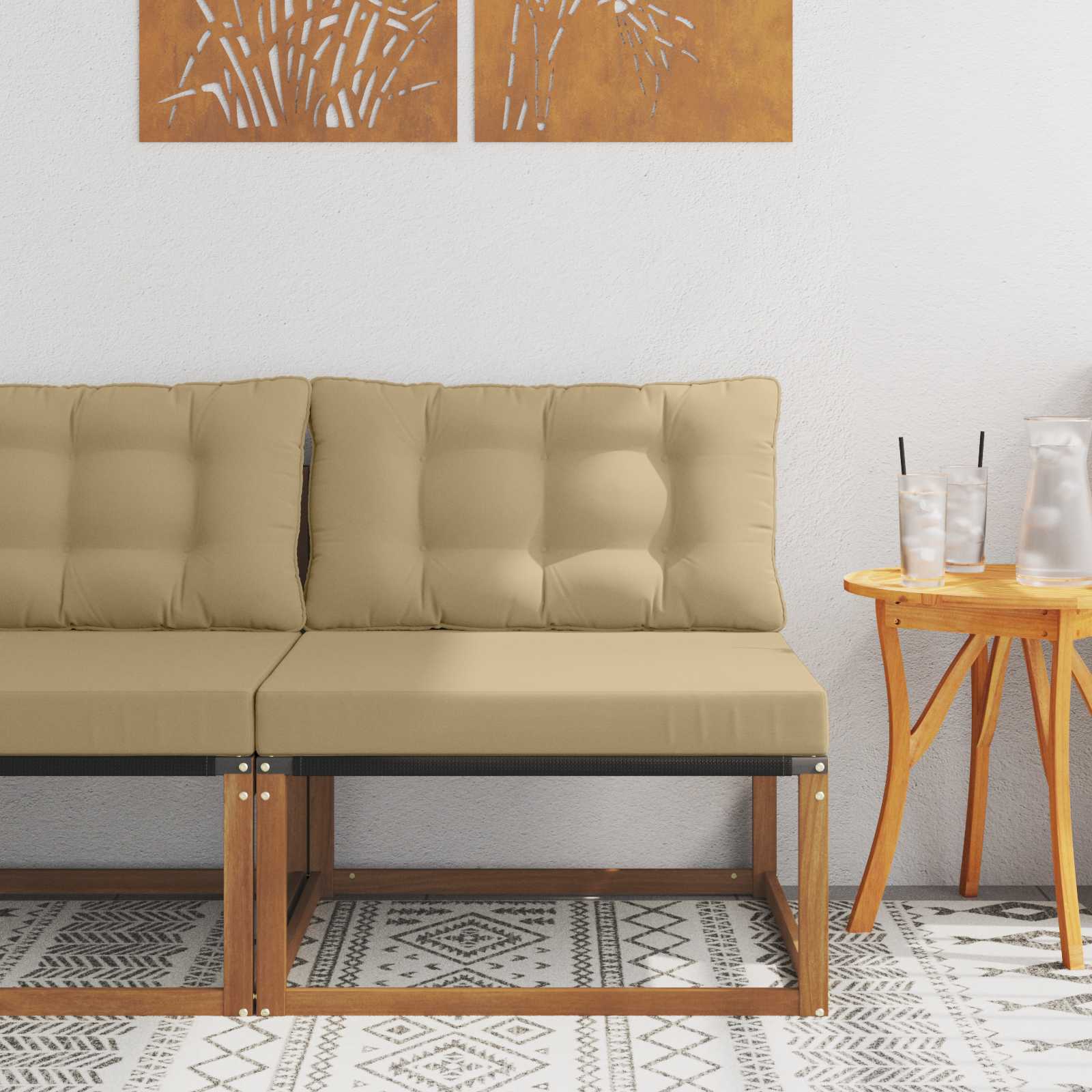 Sectional Sofa Einheiten Massives Akazienholz und Textilene