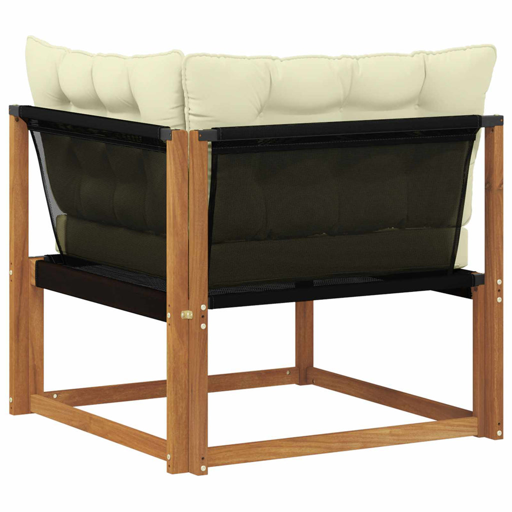Outdoor Ecksofa Massives Akazienholz und Textilene Natur