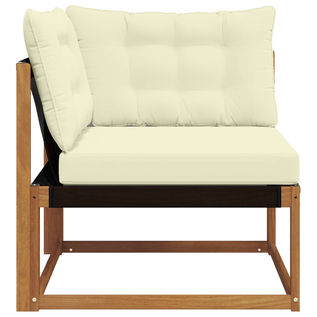 Outdoor Ecksofa Massives Akazienholz und Textilene Natur