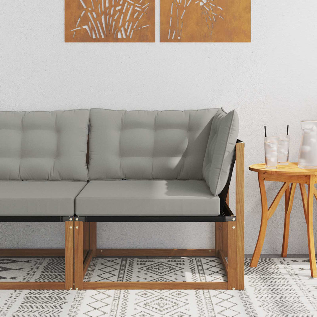 Outdoor Ecksofa Massives Akazienholz und Textilene Natur