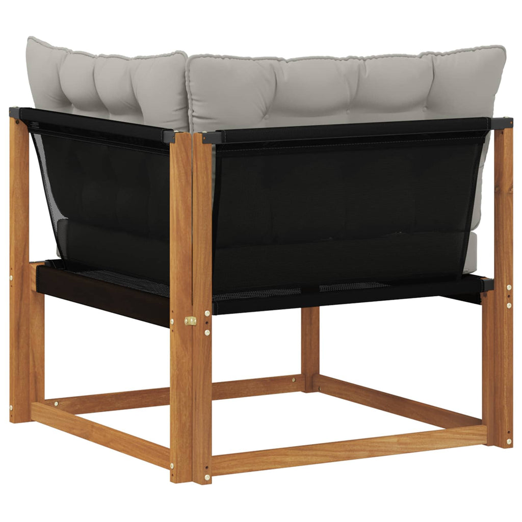 Outdoor Ecksofa Massives Akazienholz und Textilene Natur