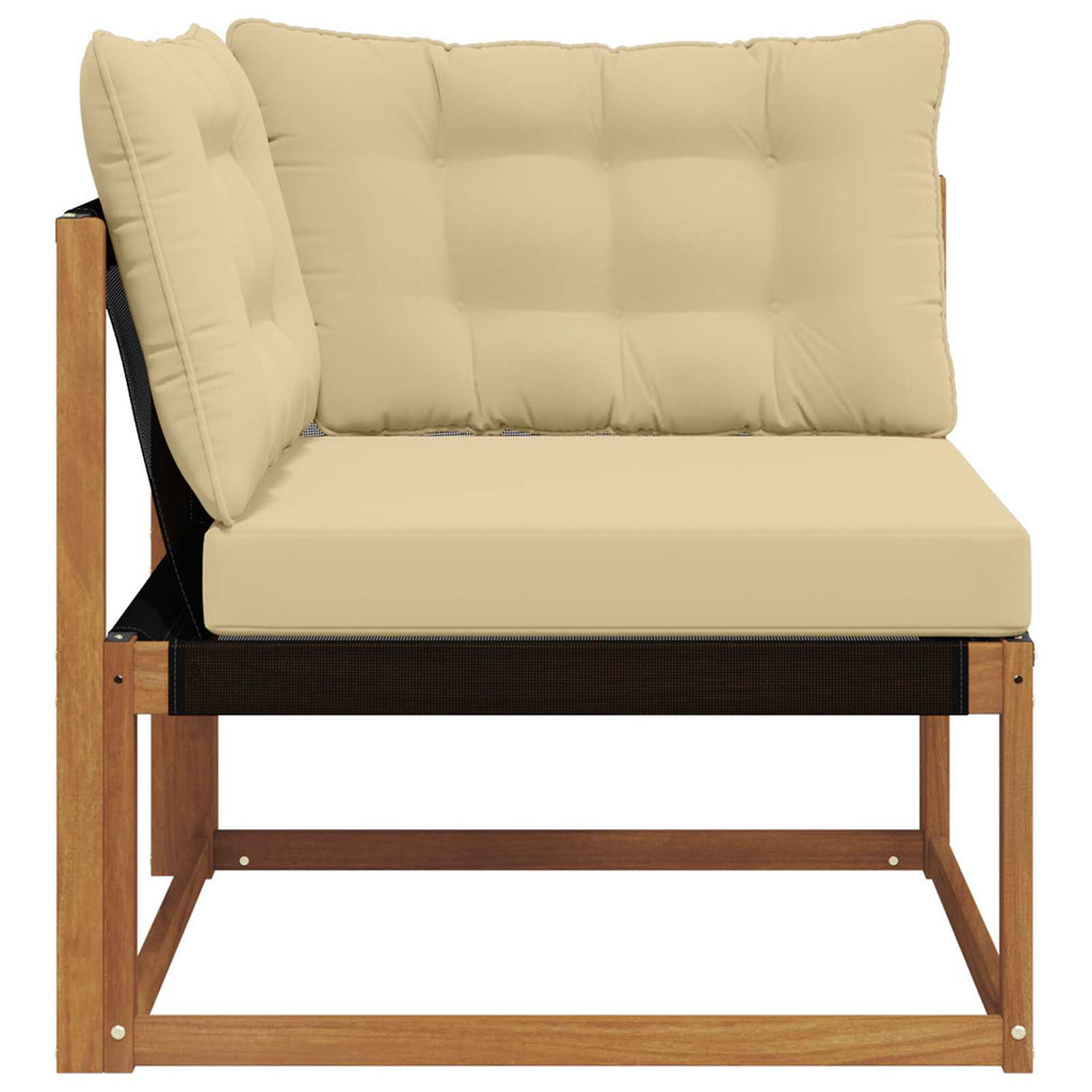 Outdoor Ecksofa Massives Akazienholz und Textilene Natur
