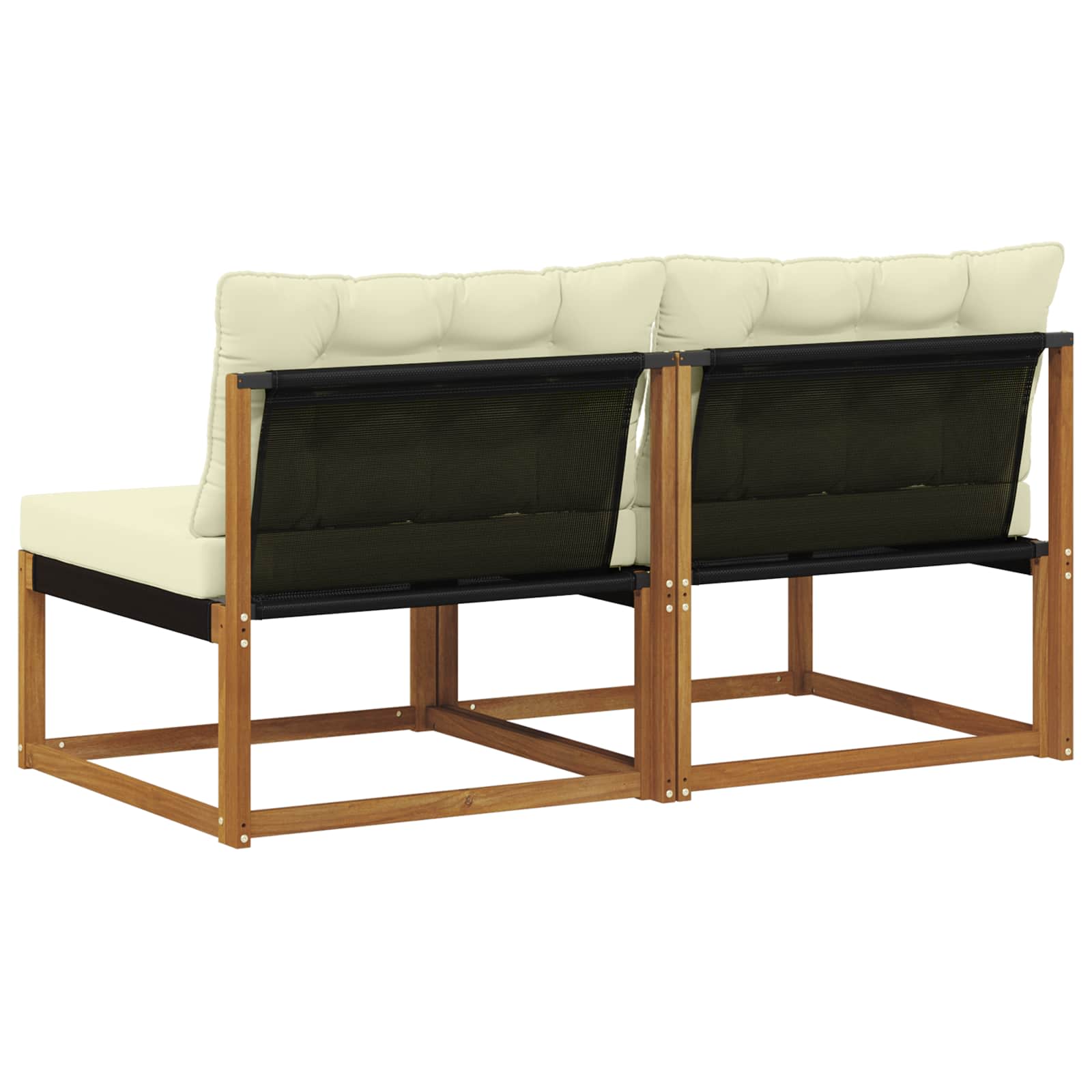 2 Stück Outdoor Mittelsofa Massives Akazienholz und Textilene