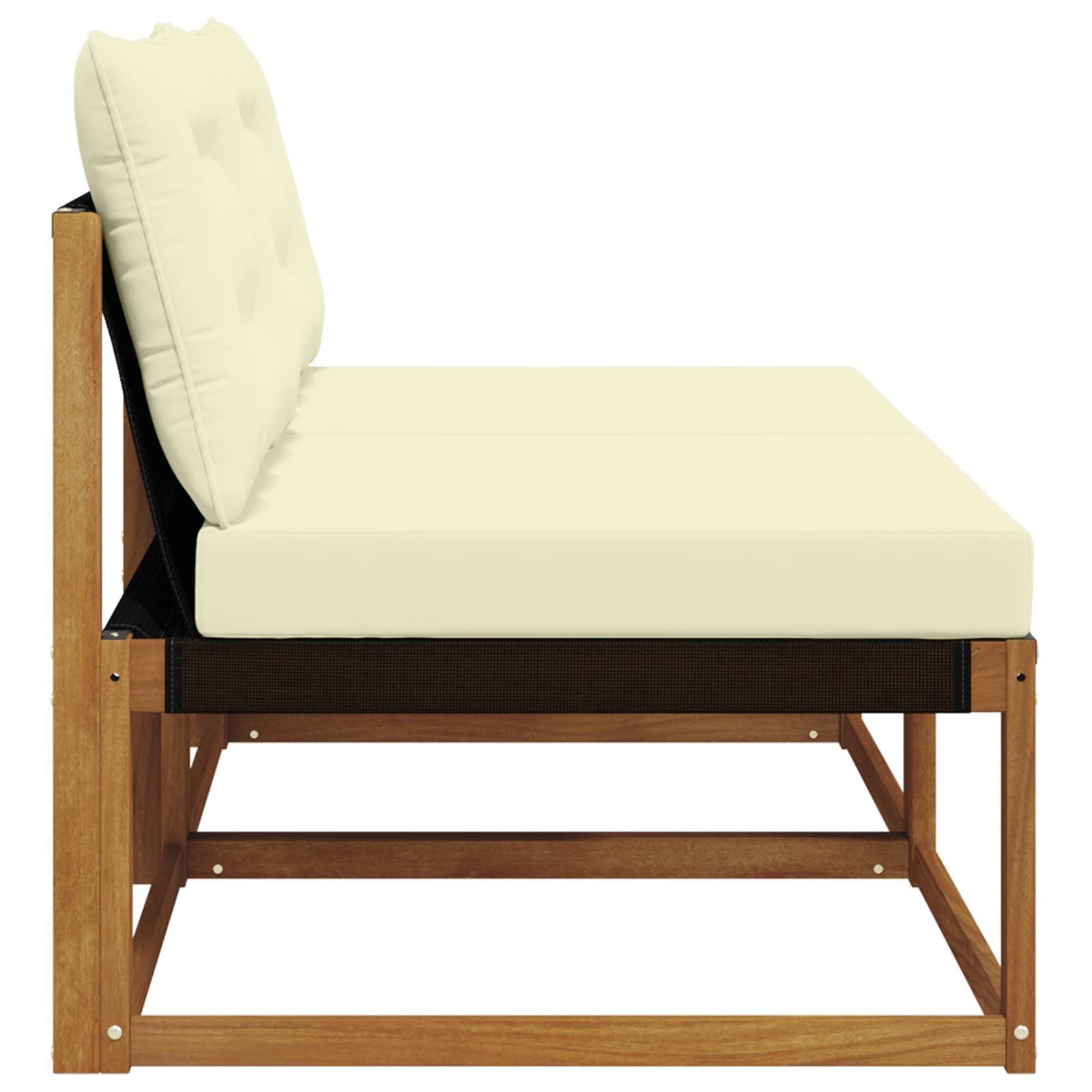 2 Stück Outdoor Mittelsofa Massives Akazienholz und Textilene