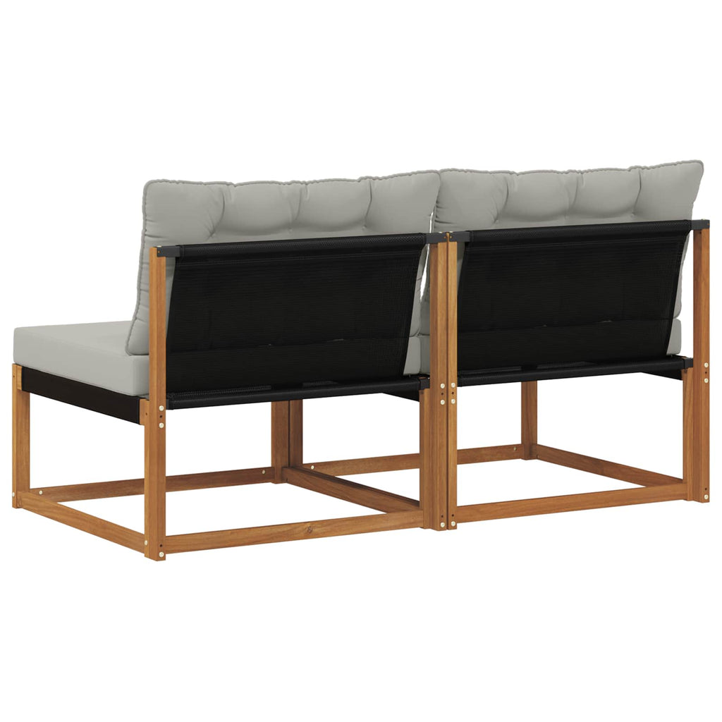 2 Stück Outdoor Mittelsofa Massives Akazienholz und Textilene