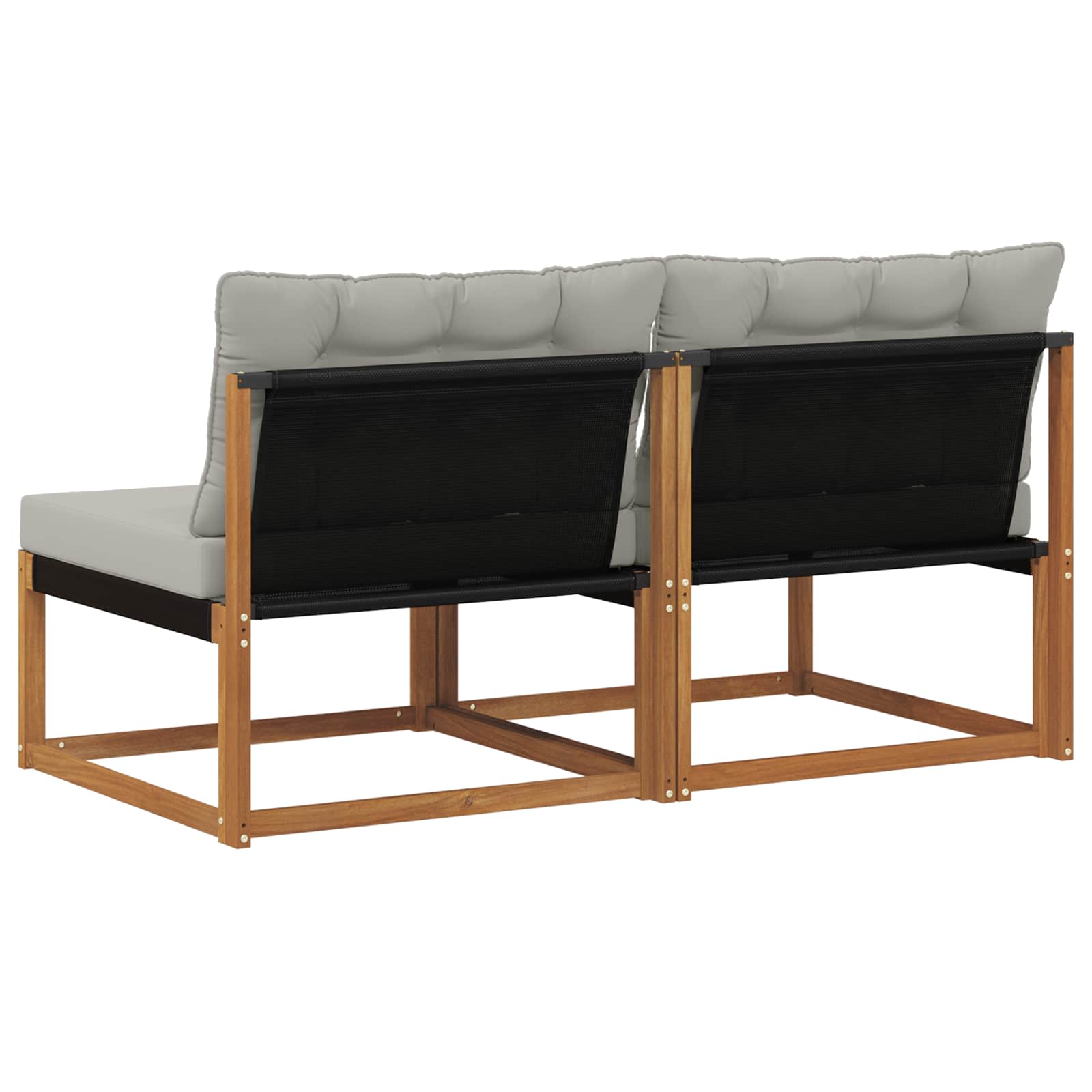 2 Stück Outdoor Mittelsofa Massives Akazienholz und Textilene