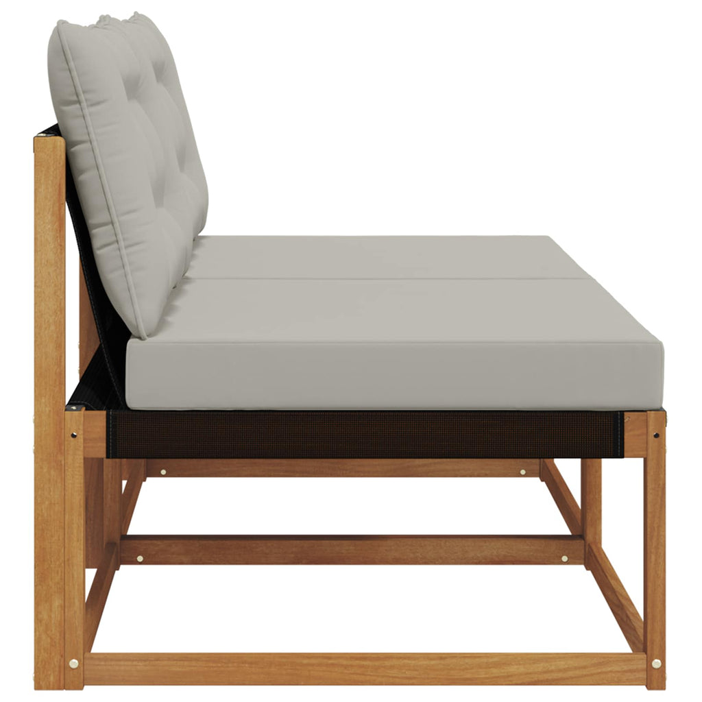 2 Stück Outdoor Mittelsofa Massives Akazienholz und Textilene