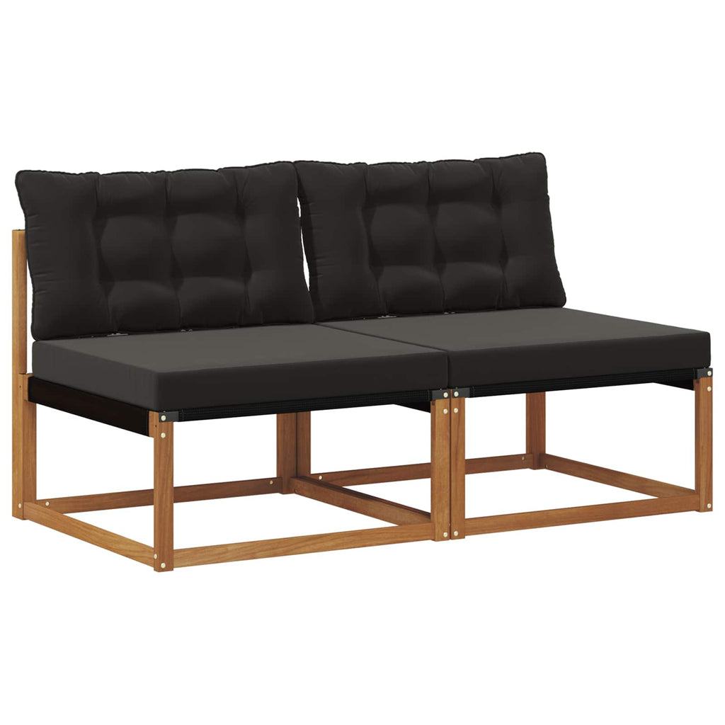 2 Stück Outdoor Mittelsofa Massives Akazienholz und Textilene