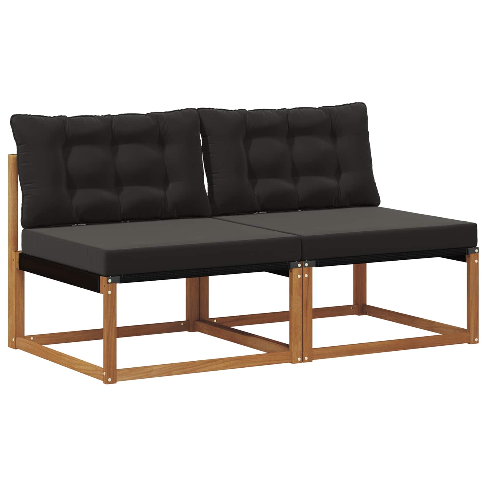 2 Stück Outdoor Mittelsofa Massives Akazienholz und Textilene