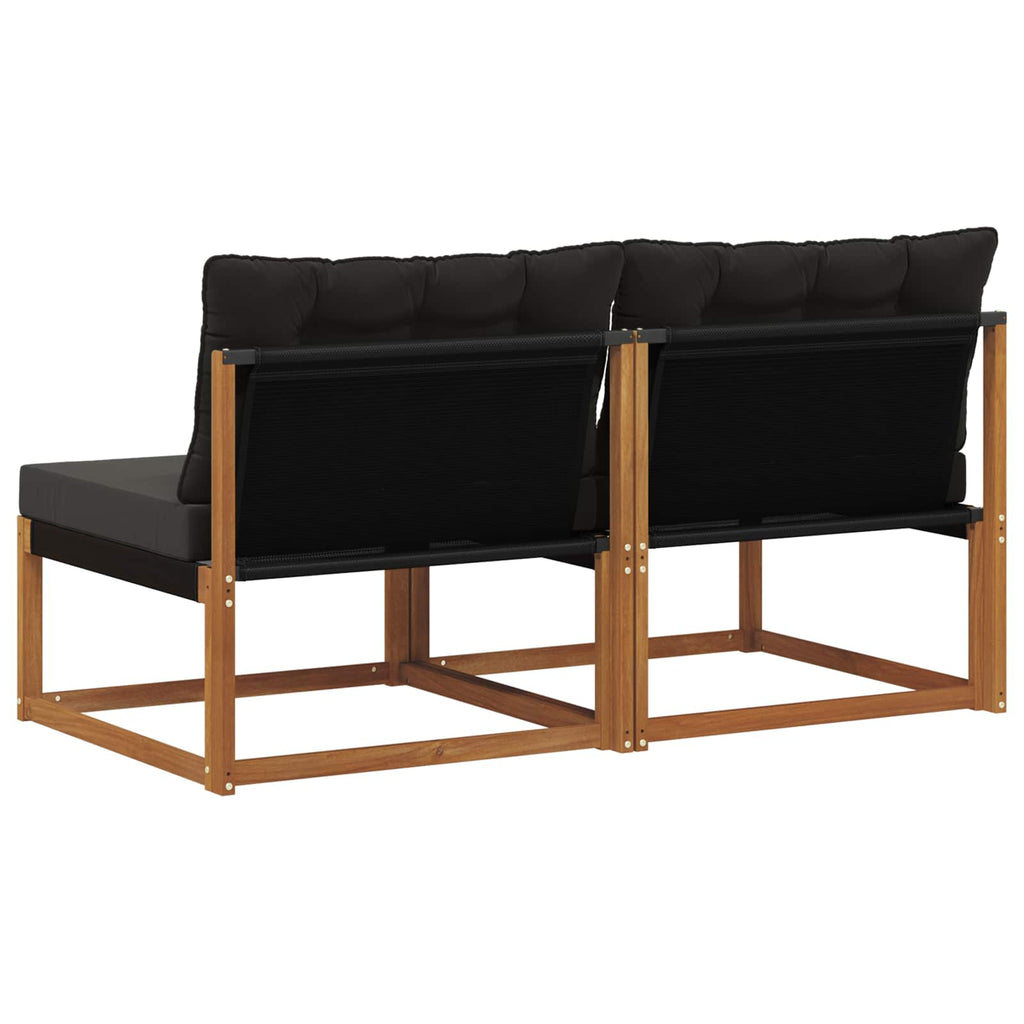 2 Stück Outdoor Mittelsofa Massives Akazienholz und Textilene