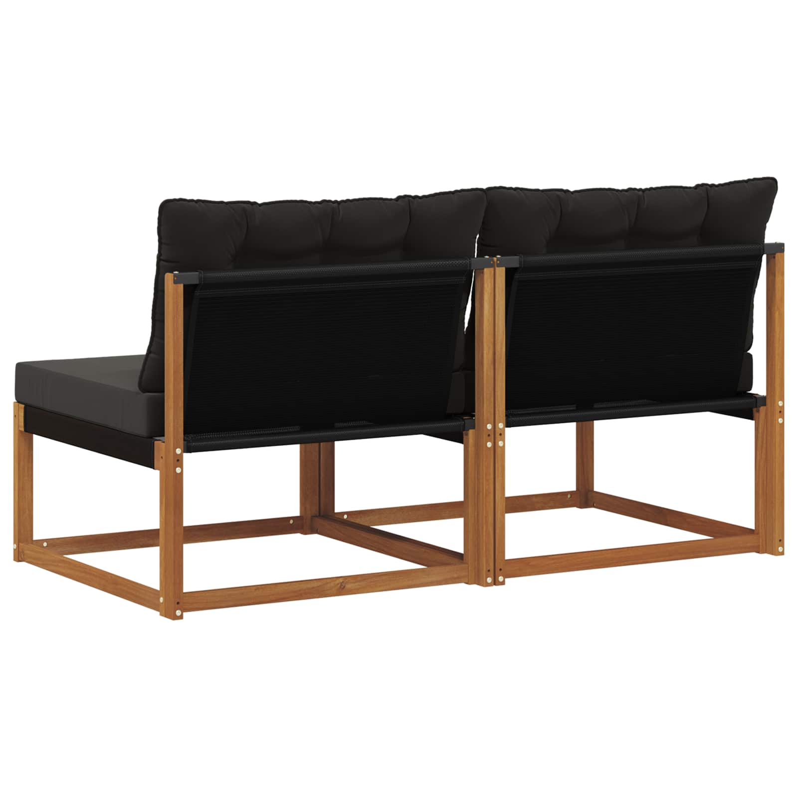 2 Stück Outdoor Mittelsofa Massives Akazienholz und Textilene