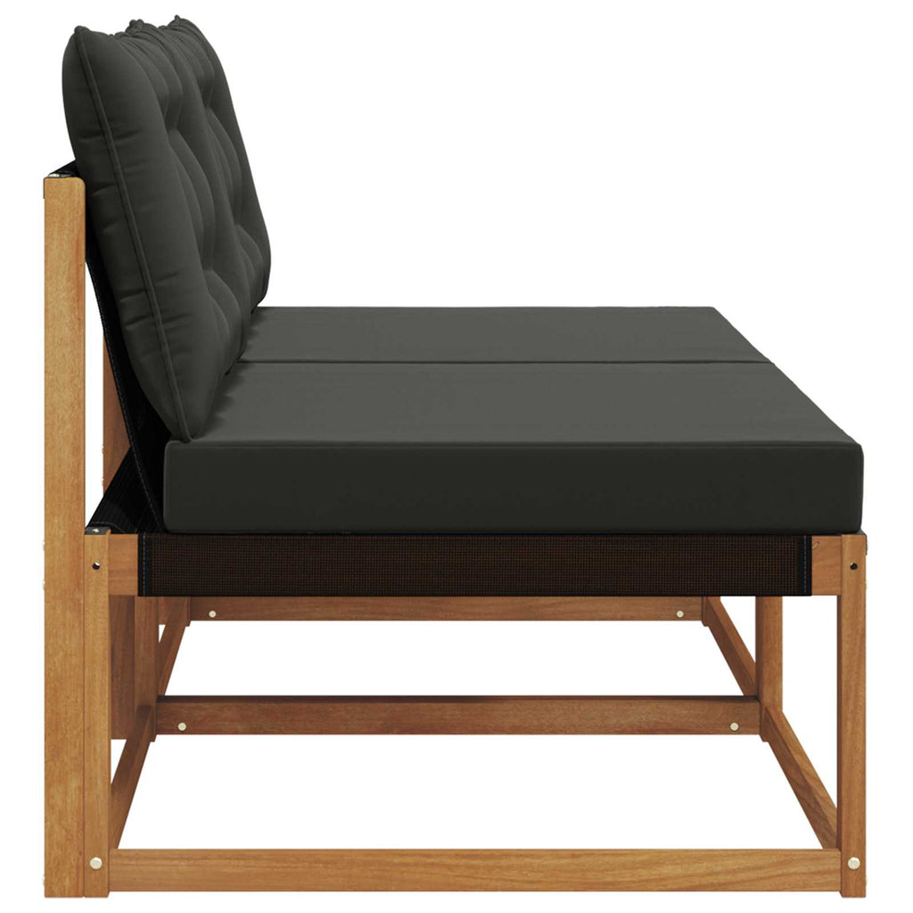 2 Stück Outdoor Mittelsofa Massives Akazienholz und Textilene