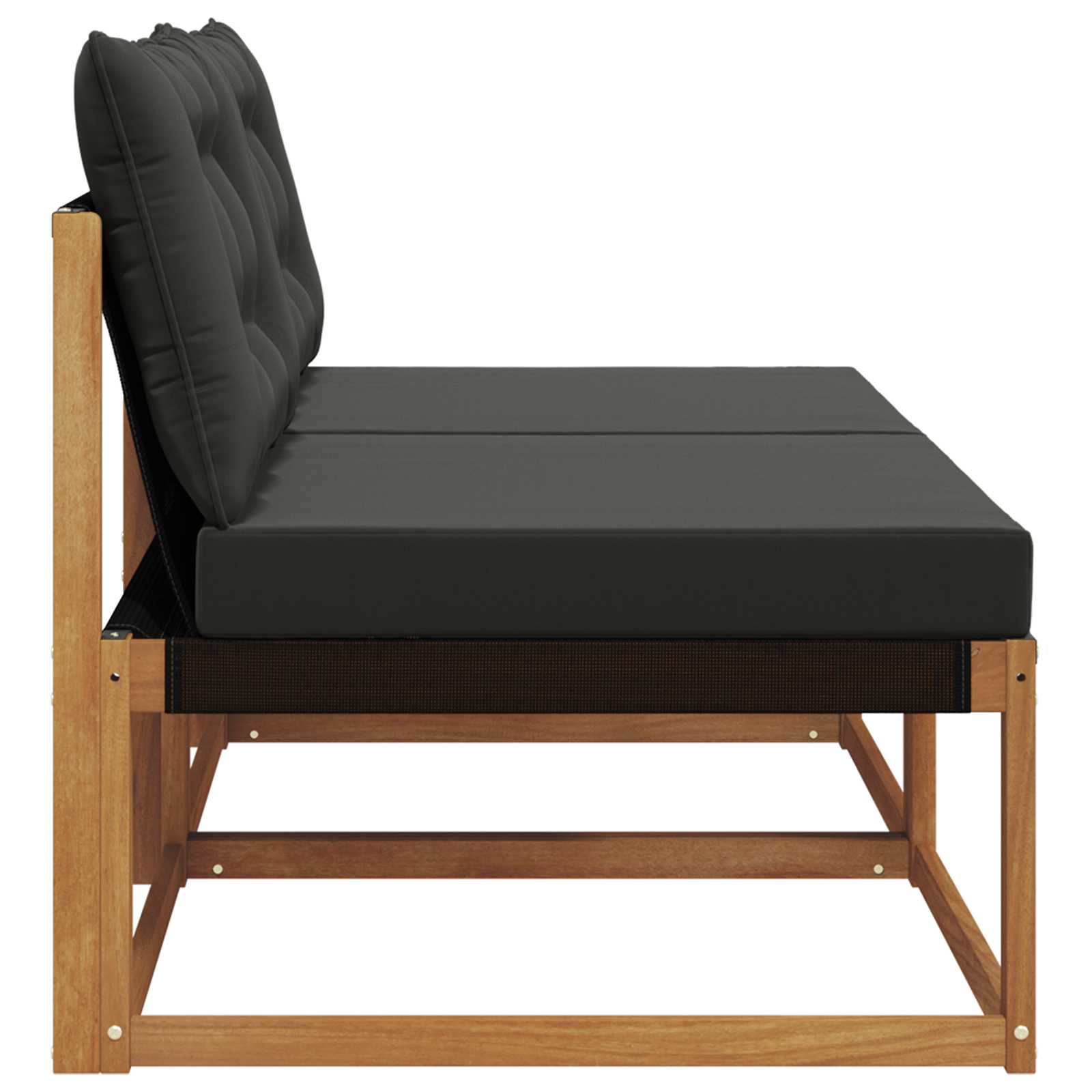 2 Stück Outdoor Mittelsofa Massives Akazienholz und Textilene