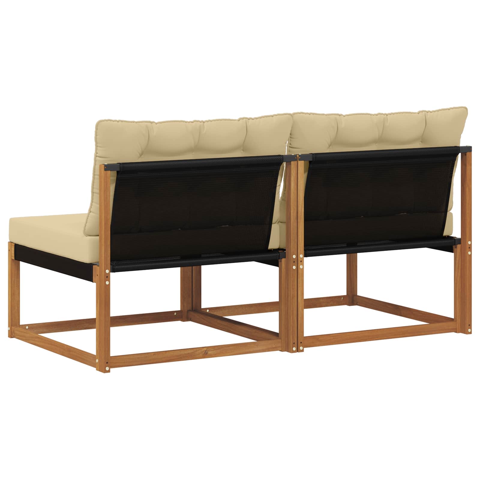 2 Stück Outdoor Mittelsofa Massives Akazienholz und Textilene