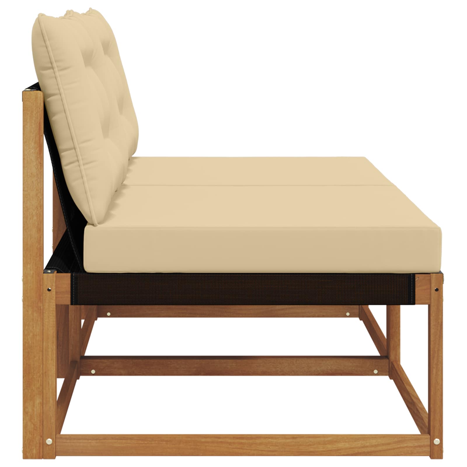2 Stück Outdoor Mittelsofa Massives Akazienholz und Textilene