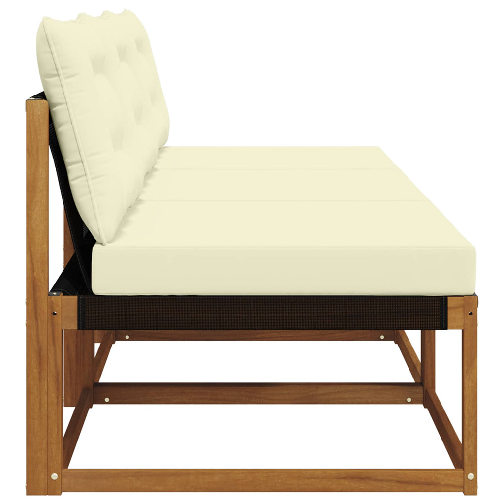 3 Stück Outdoor Mittelsofa Massives Akazienholz und Textilene