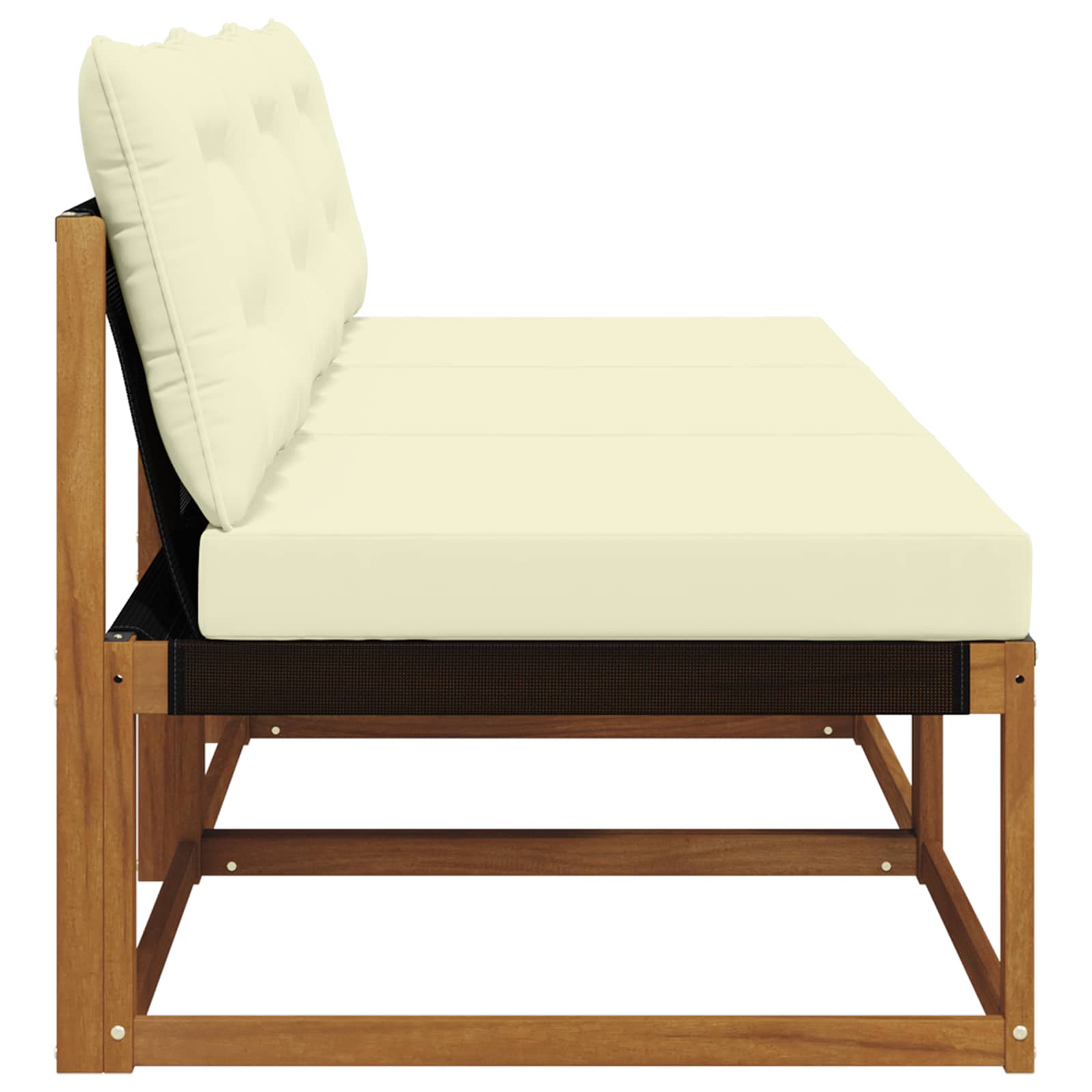 3 Stück Outdoor Mittelsofa Massives Akazienholz und Textilene