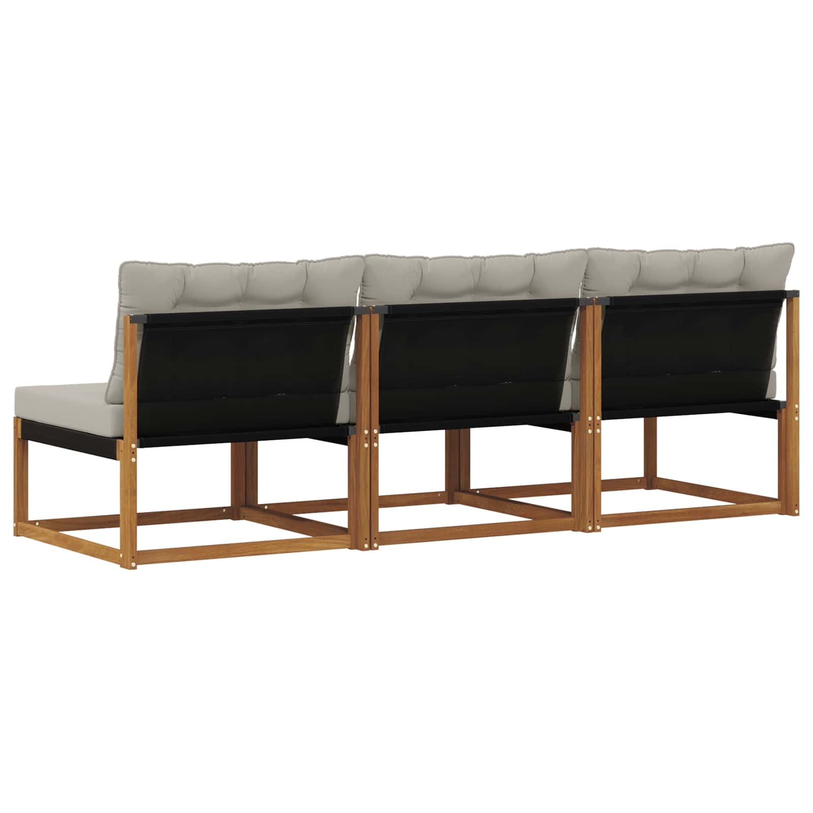 3 Stück Outdoor Mittelsofa Massives Akazienholz und Textilene
