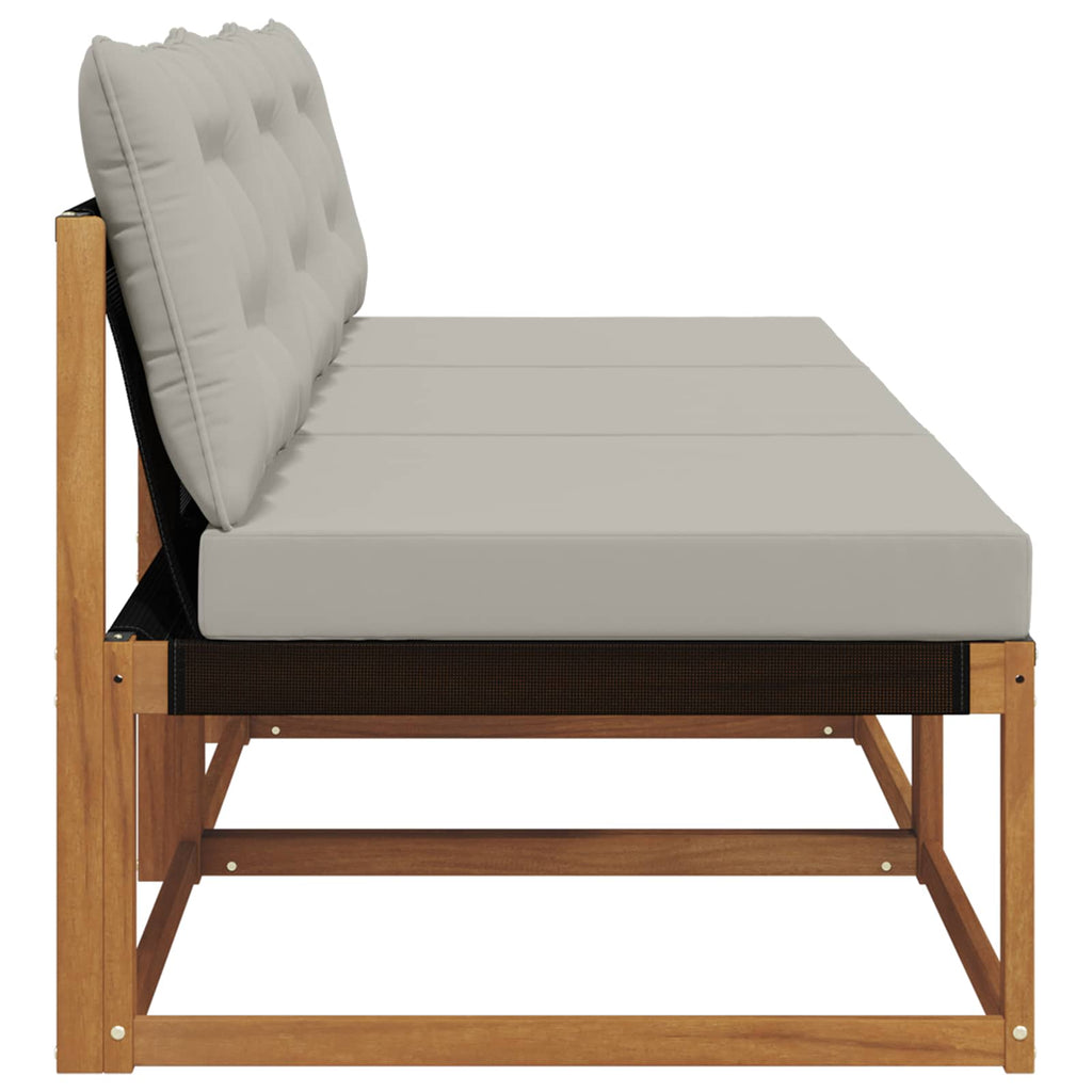 3 Stück Outdoor Mittelsofa Massives Akazienholz und Textilene
