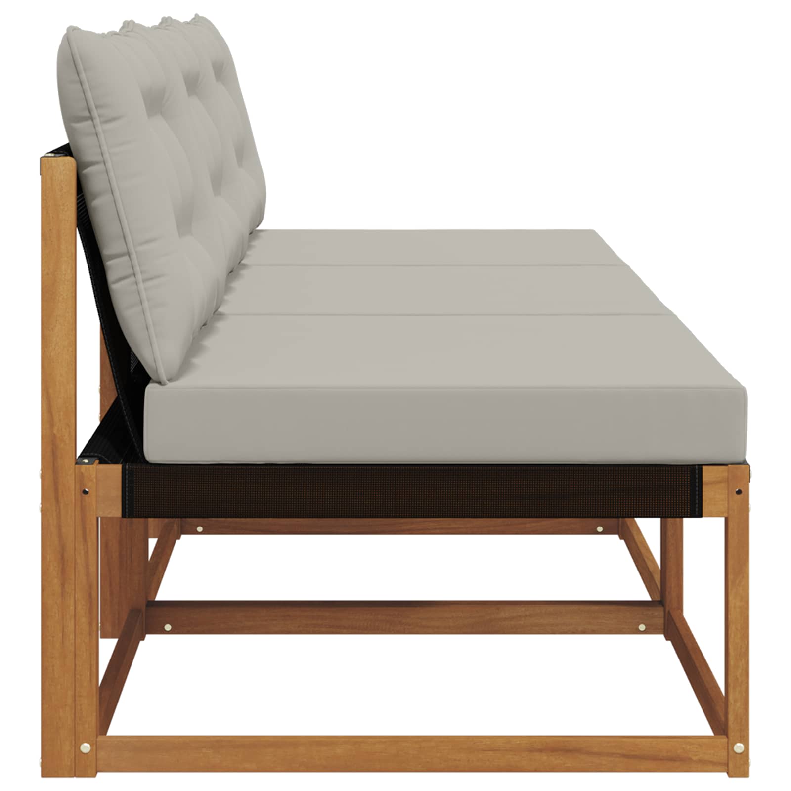 3 Stück Outdoor Mittelsofa Massives Akazienholz und Textilene