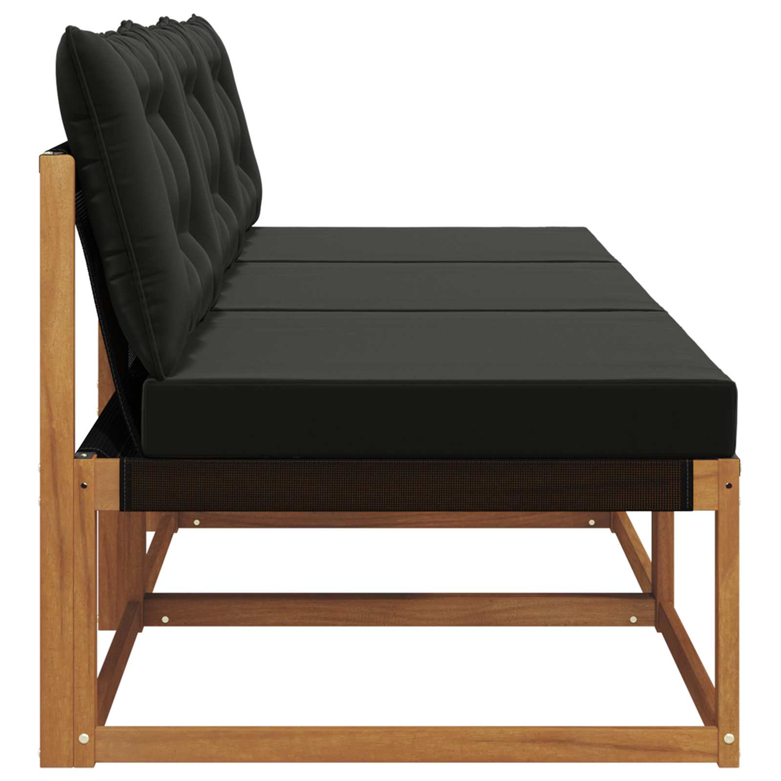 3 Stück Outdoor Mittelsofa Massives Akazienholz und Textilene
