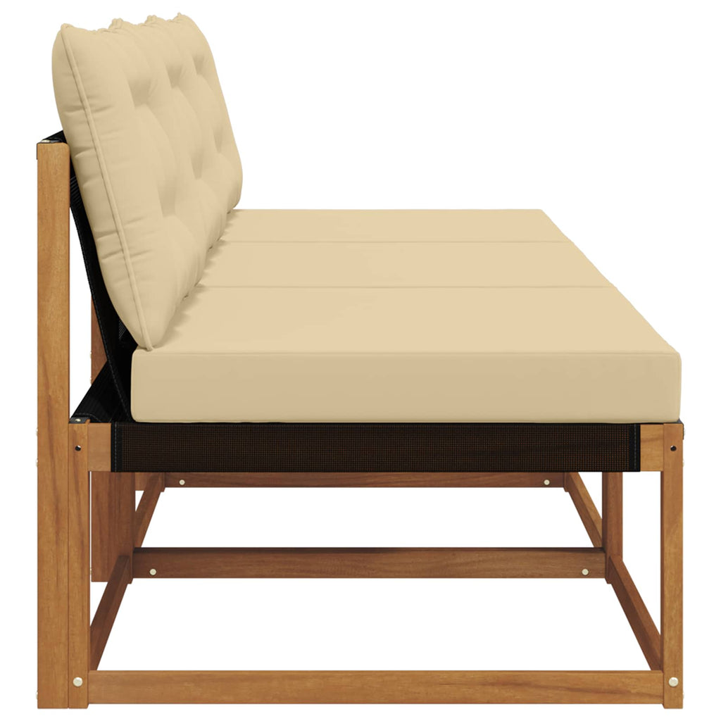 3 Stück Outdoor Mittelsofa Massives Akazienholz und Textilene