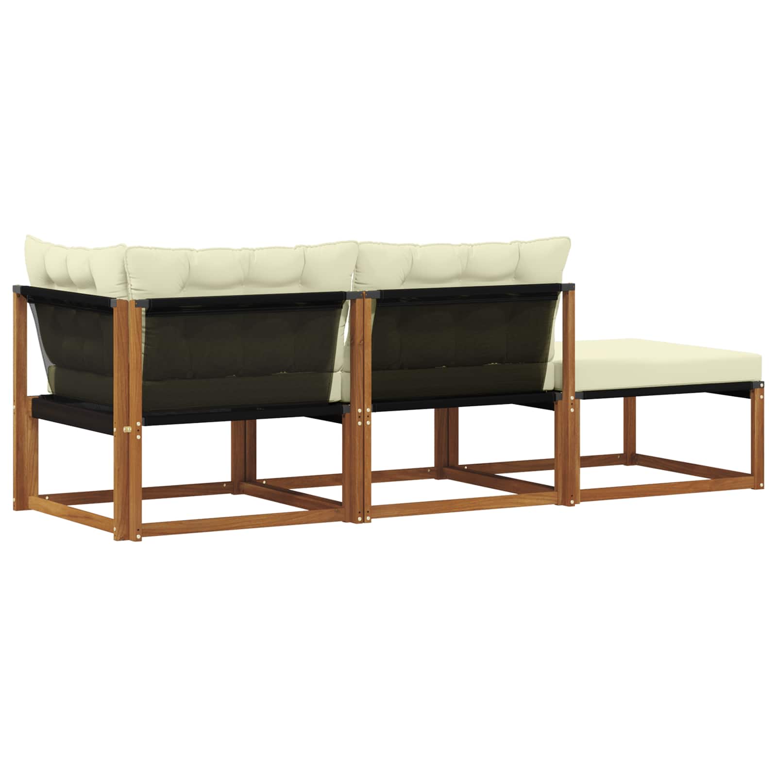 Ecksofa-Einheiten für draußen mit Kissen 3 Stück Natur