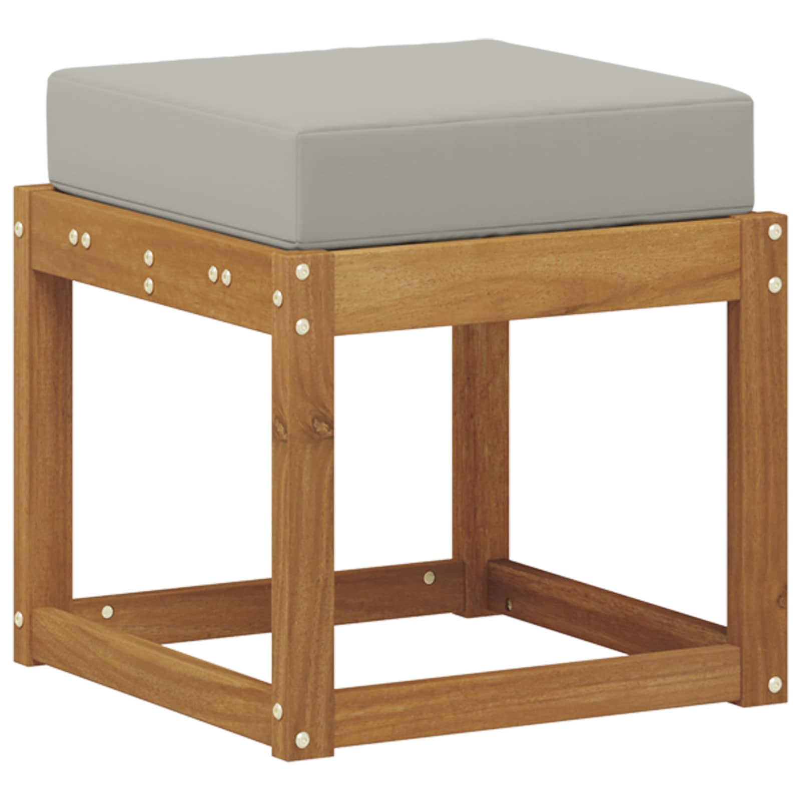 Hocker Bank mit Kissen Natürlich und Hellgrau 43 x 43 x 37 cm