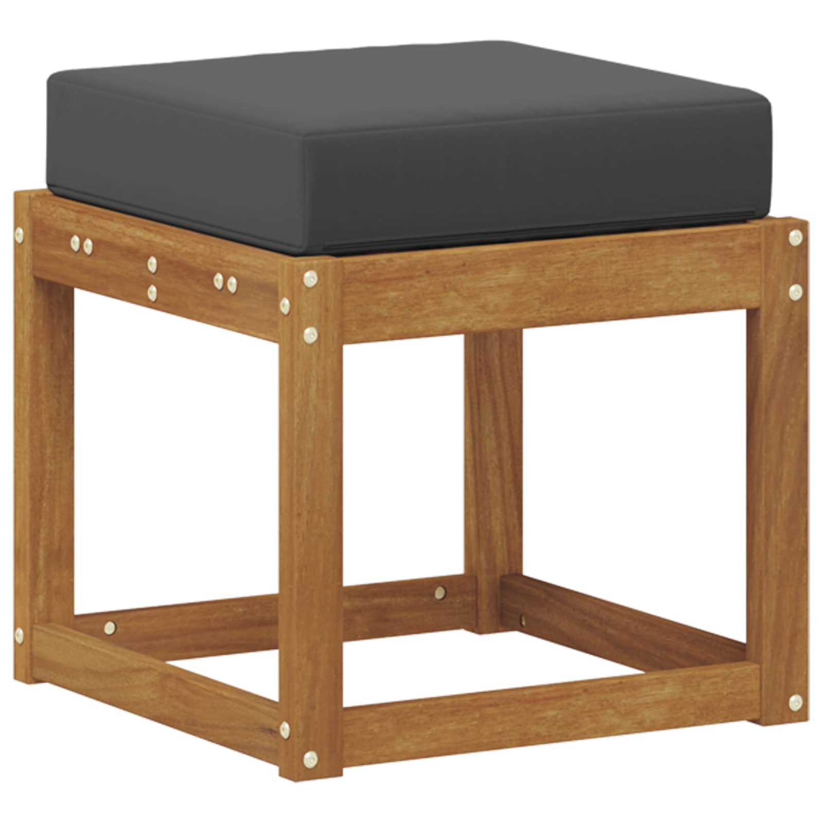 Hocker Bank mit Kissen Natur und Anthrazit 43 x 43 x 37 cm