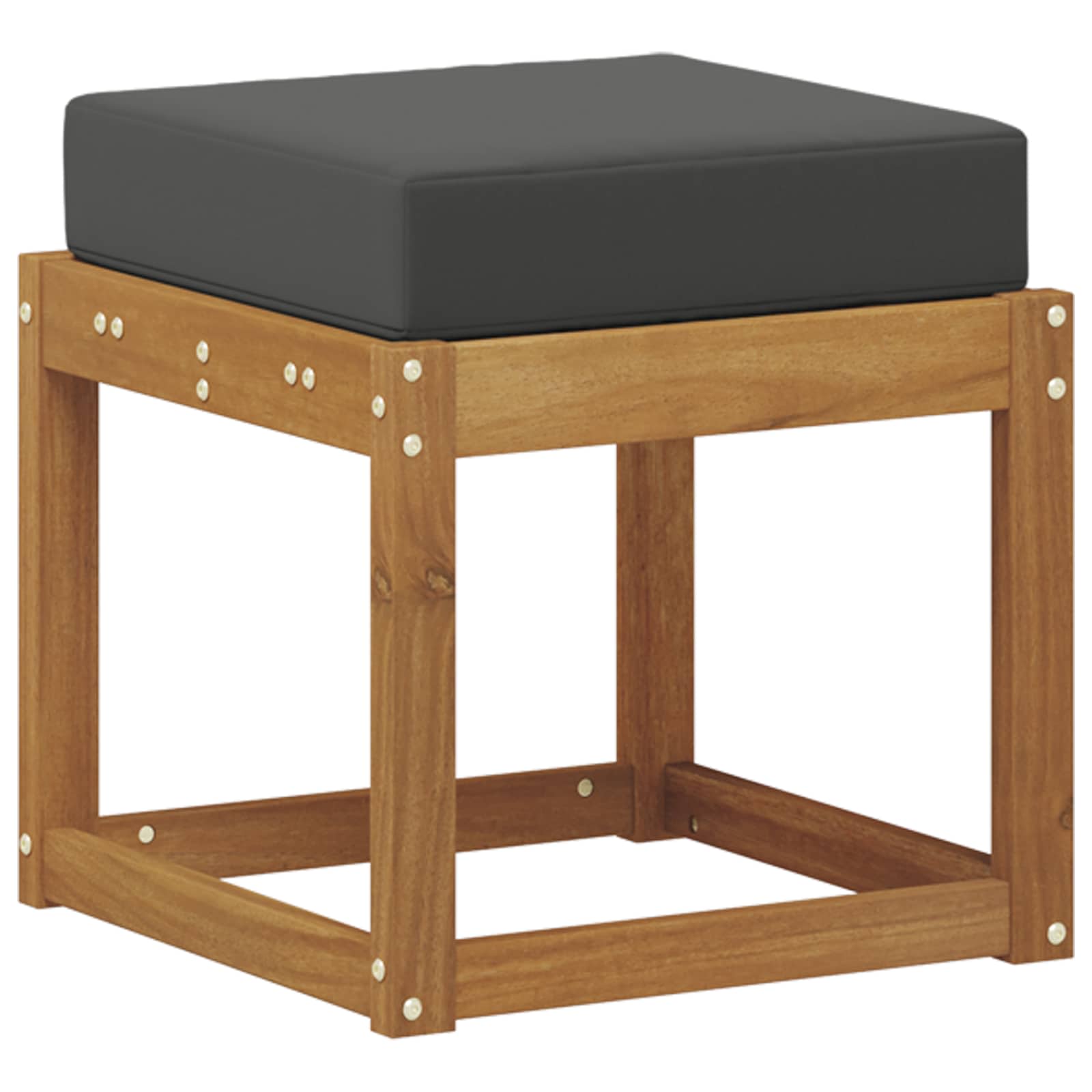 Hocker Bank mit Kissen Natur und Anthrazit 43 x 43 x 37 cm