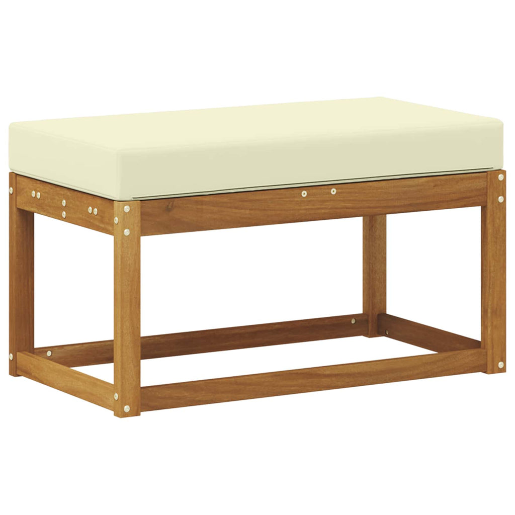 Outdoor Hockerbank mit Kissen Natur und Creme 79 x 43 x 37 cm
