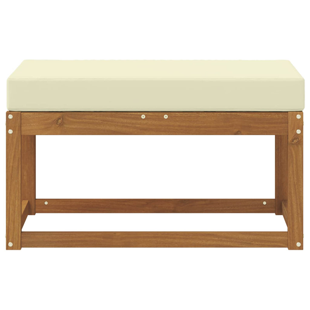 Outdoor Hockerbank mit Kissen Natur und Creme 79 x 43 x 37 cm