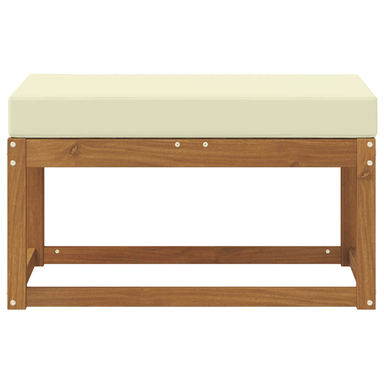 Outdoor Hockerbank mit Kissen Natur und Creme 79 x 43 x 37 cm