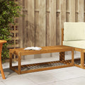 Outdoor Hocker Bank Natur 115 x 43 x 37 cm Massivholz Akazie