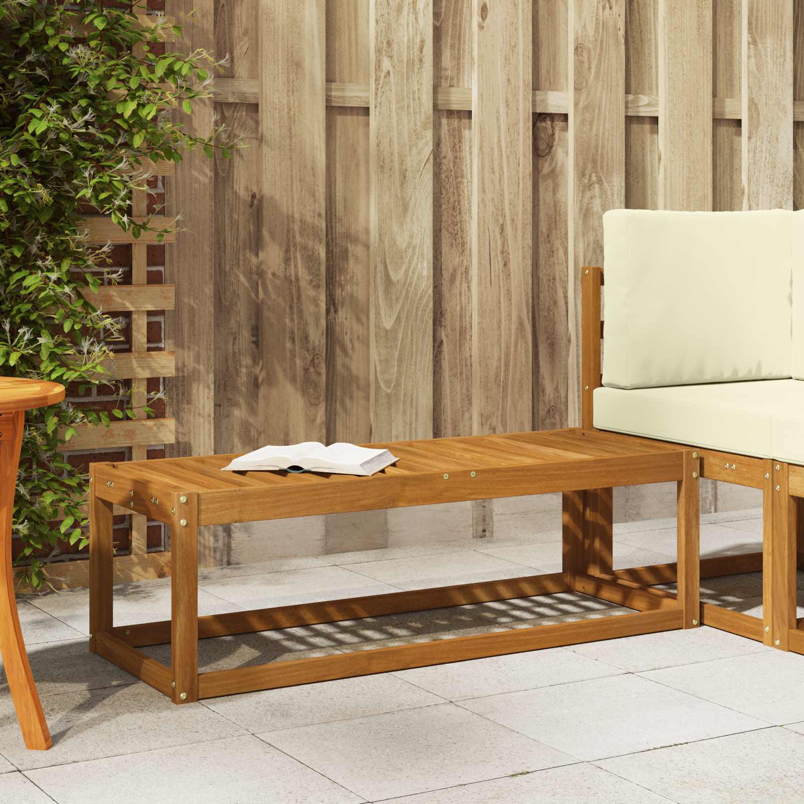 Outdoor Hocker Bank Natur 115 x 43 x 37 cm Massivholz Akazie