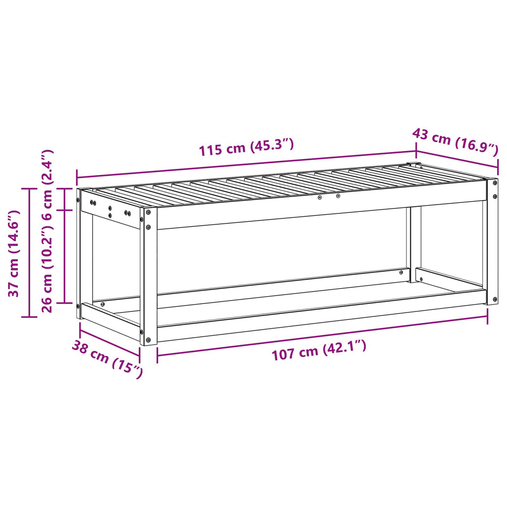 Outdoor Hocker Bank Natur 115 x 43 x 37 cm Massivholz Akazie