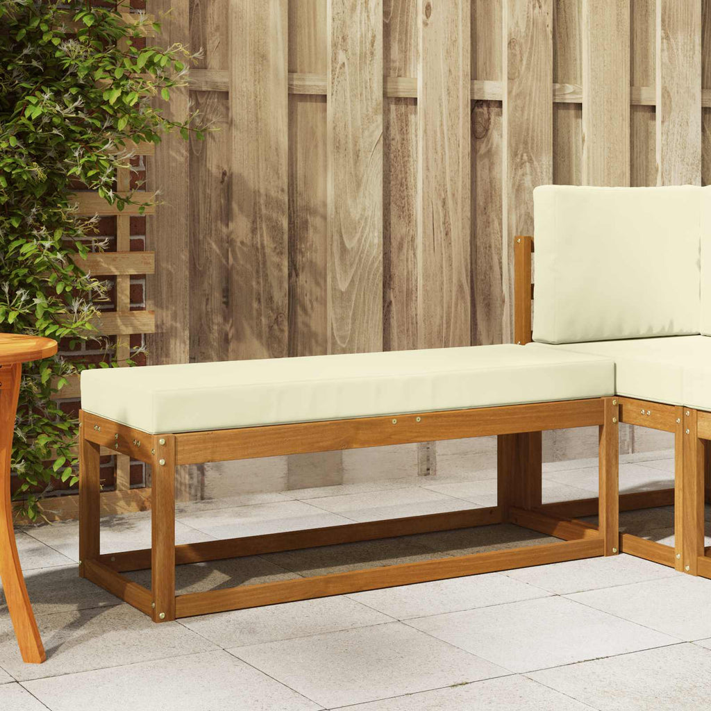 Outdoor Hockerbank mit Kissen Natur und Creme 115 x 43 x 45 cm