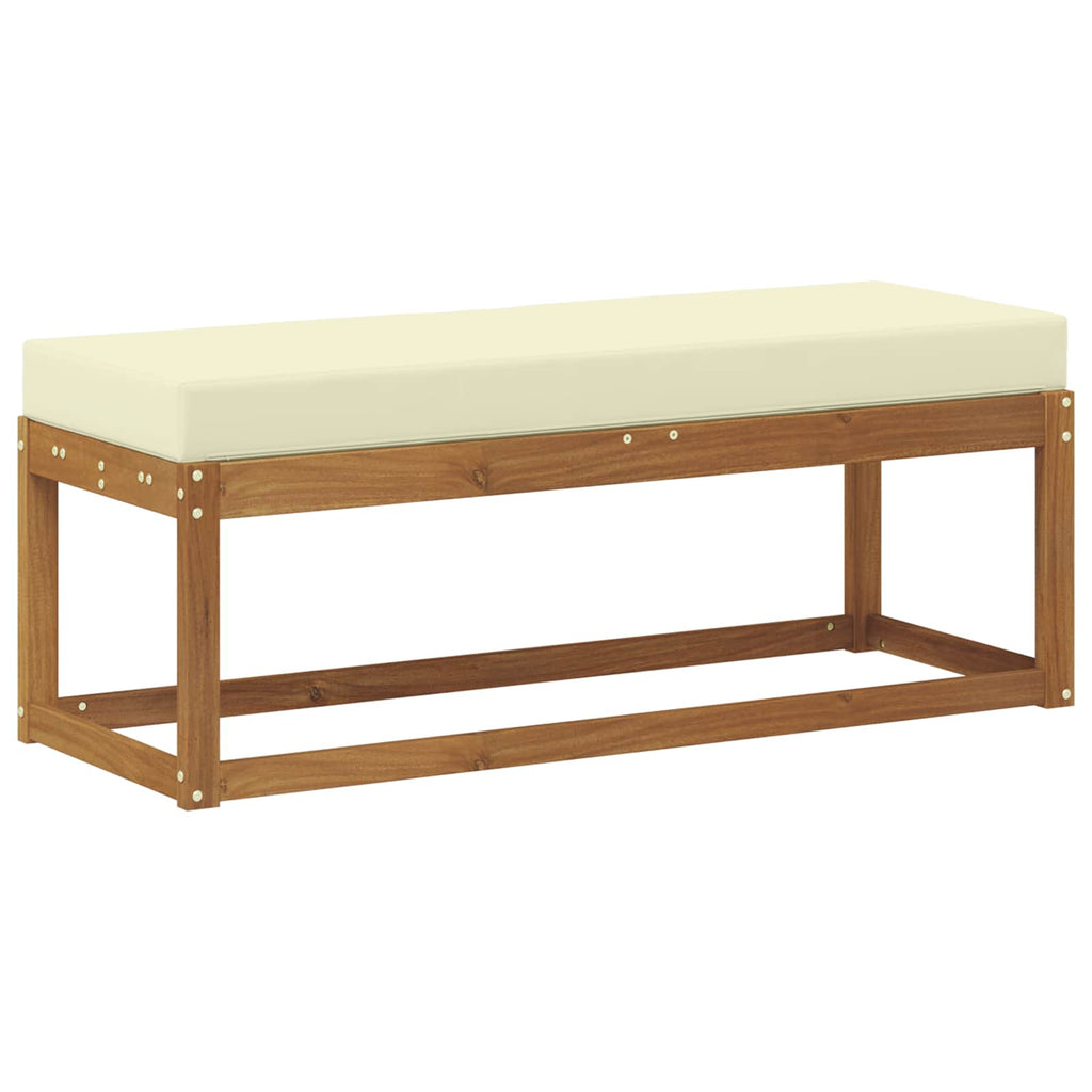 Outdoor Hockerbank mit Kissen Natur und Creme 115 x 43 x 45 cm